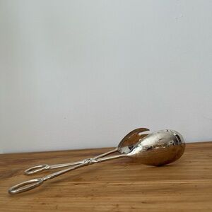 Elegant Vintage Silver Hinged Salad Servers